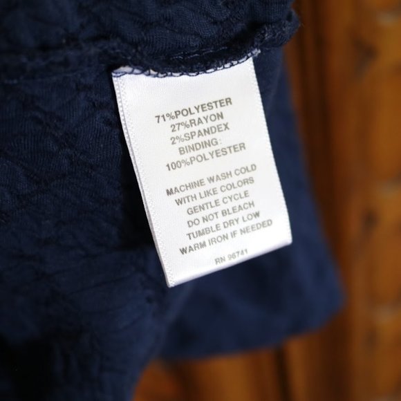 3/$15 Rebecca Malone Textured Knit Drape Front Open Cardigan - Navy - Picture 13 of 15